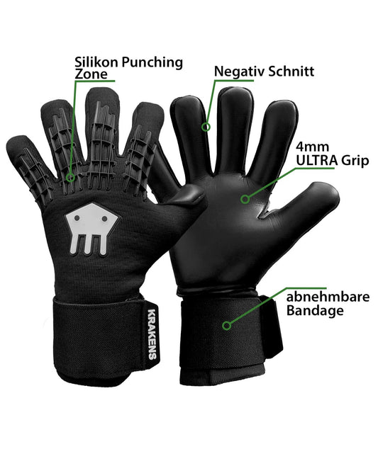 Beschreibung der Torwarthandschuhe Krakens Black Pro